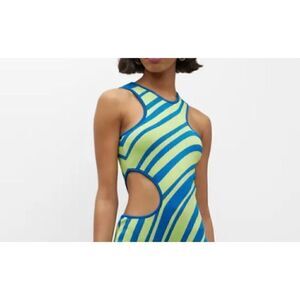 paola bernardi Flavia striped sleeveless cutout Knit bodysuit size S NWT349